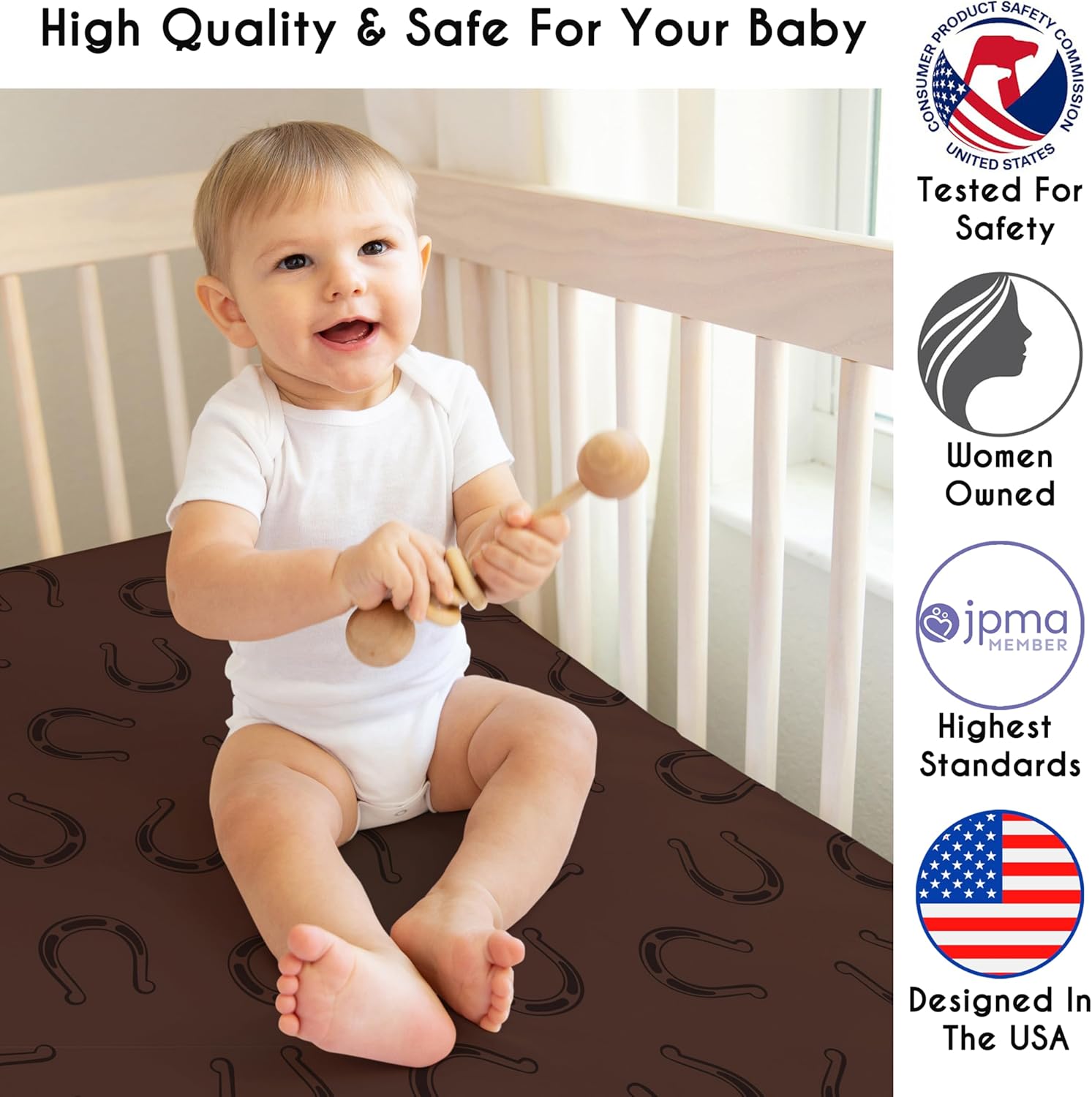 Sweet Jojo Designs 4-Piece Baby Crib Bedding Set (Western Cowboy Print) for Boys, Infants/Nursery incl. Blanket, Fitted Sheet, Skirt, Diaper Stacker (Country, Farm, Horse Ranch, Wild West, Southern)