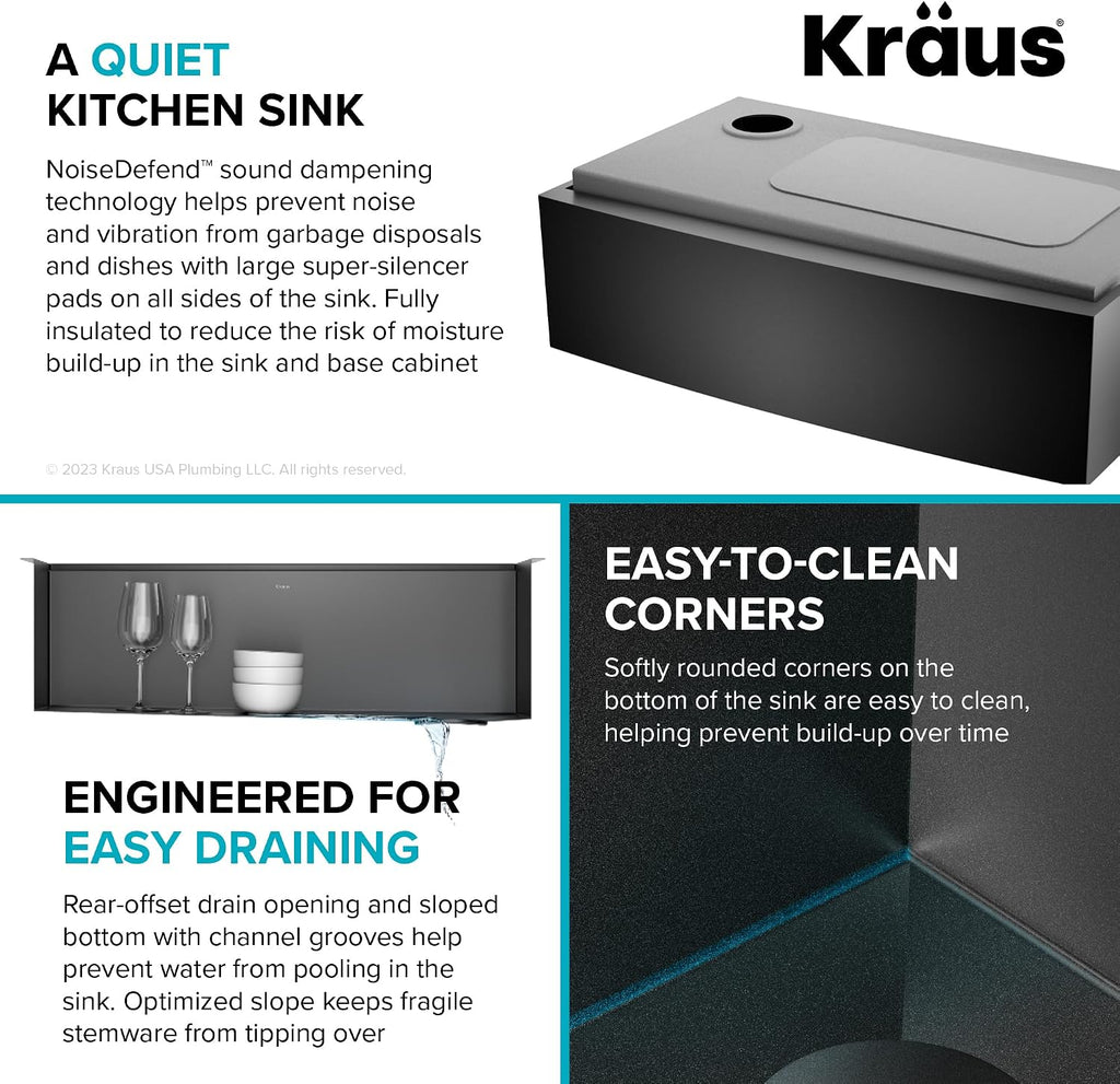 KRAUS Kore Workstation 33-inch Farmhouse Apron Front 16 Gauge Black Stainless Steel Single Bowl Kitchen Sink in PVD Gunmetal Finish with Accessories, KWF210-33/PGM