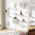 NUNU LAB Cat Wall Shelves, 10-in-1 Wall-Mounted Cat Furniture Set, Large Cat Climber Set with House, Bridge, Steps, Scratcher, DIY Playground, Shelves for Indoor Wall Furniture Set, Beige