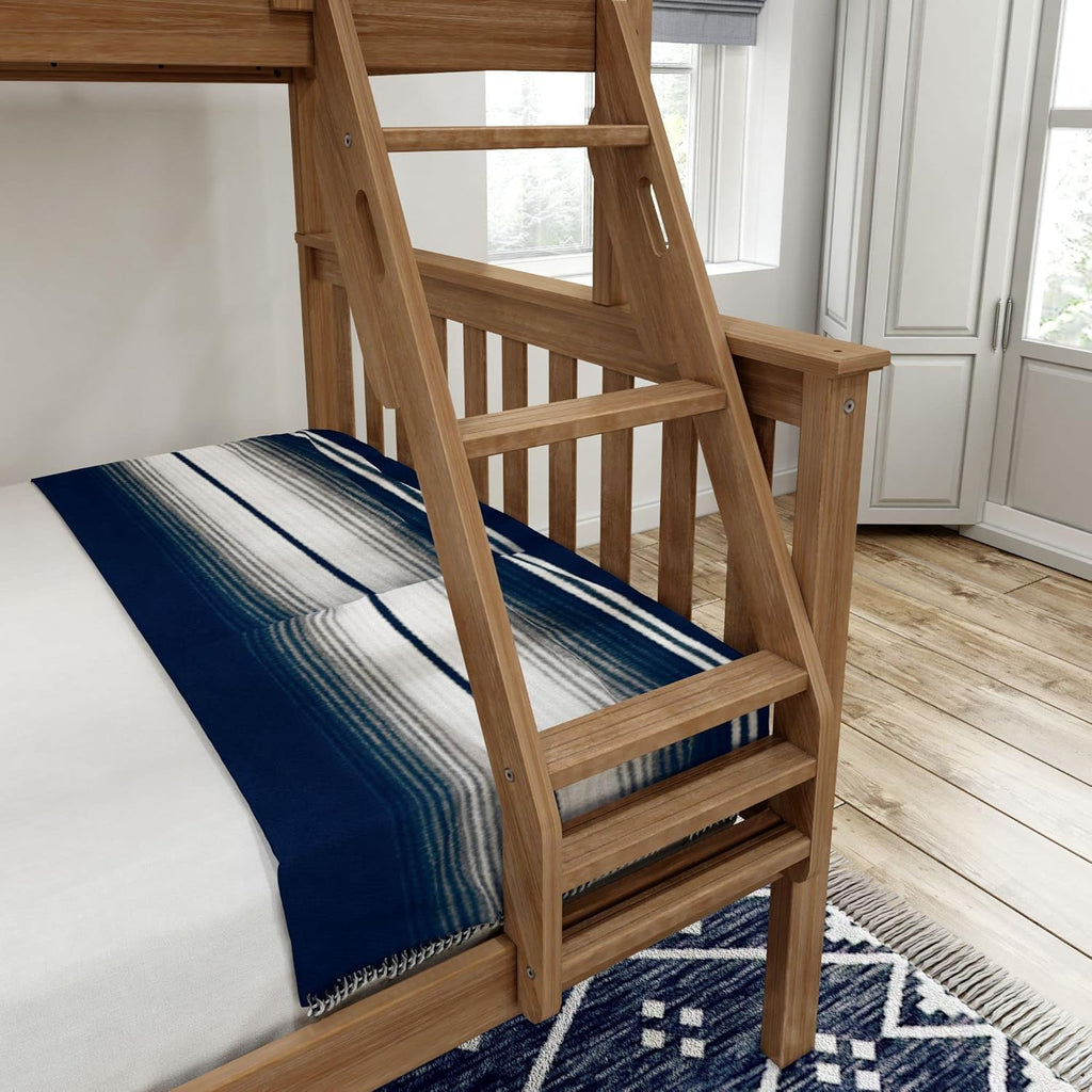 Plank+Beam Classic Wooden Bunk Bed Twin Over Full Size, Platform Bed Frame with Bunk Bed Ladder and Wood Slats for Adult, Space Saving Bed, Easy to Assemble, No Box Spring Needed, Pecan