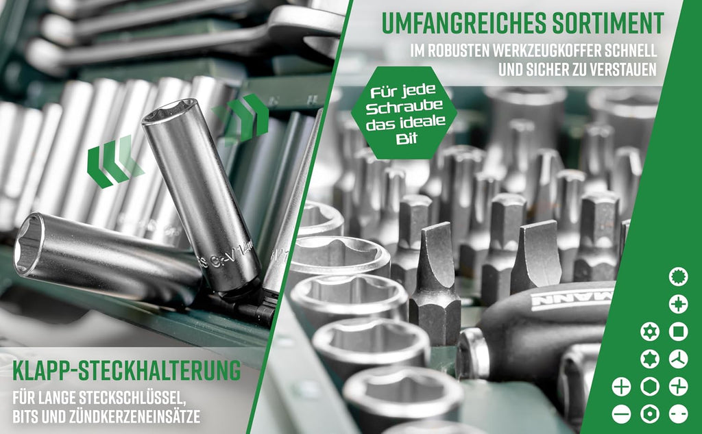 Brüder Mannesmann 215-piece socket wrench set 1/4' 3/8' 1/2' | M98430