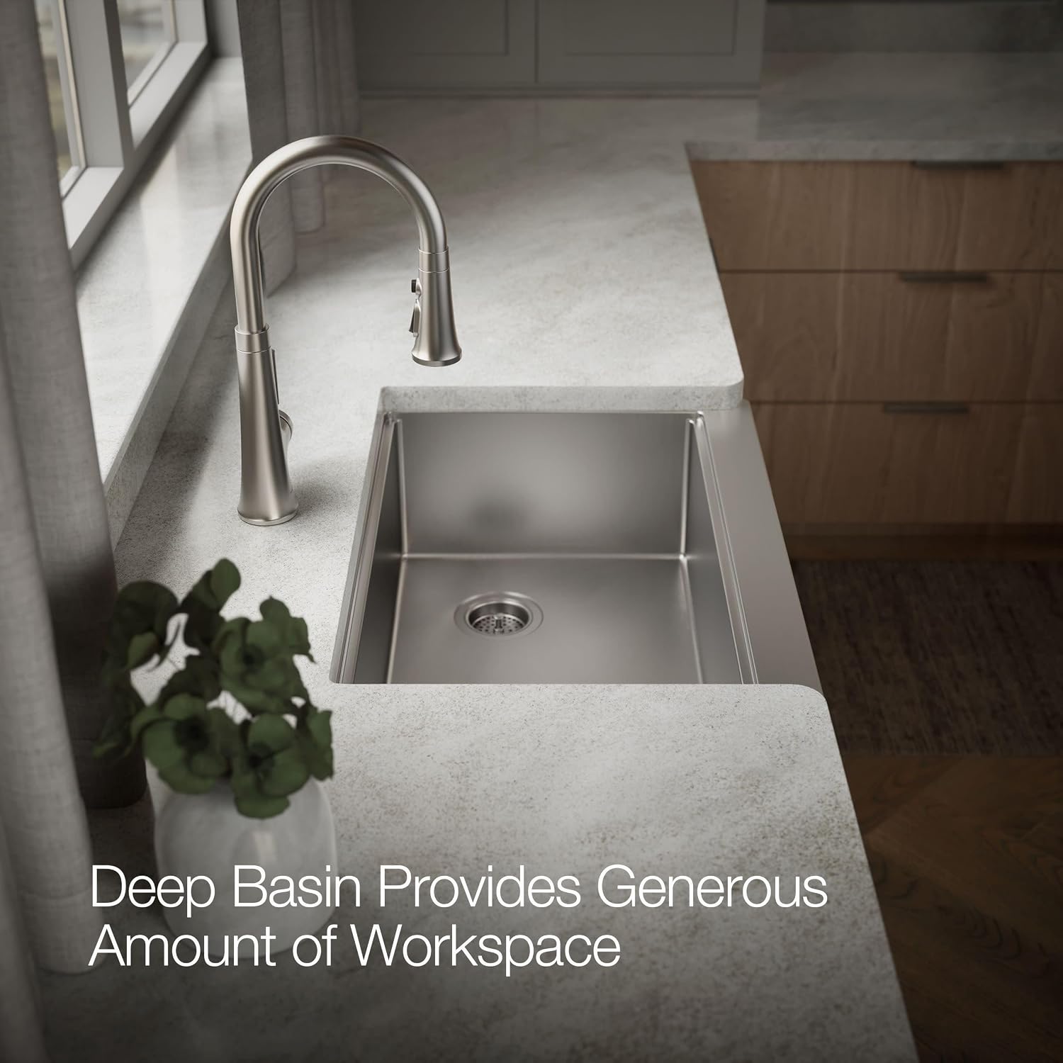 Kohler 33655-PC-NA Strive® 29-1/2' undermount single-bowl farmhouse workstation kitchen sink, Stainless Steel
