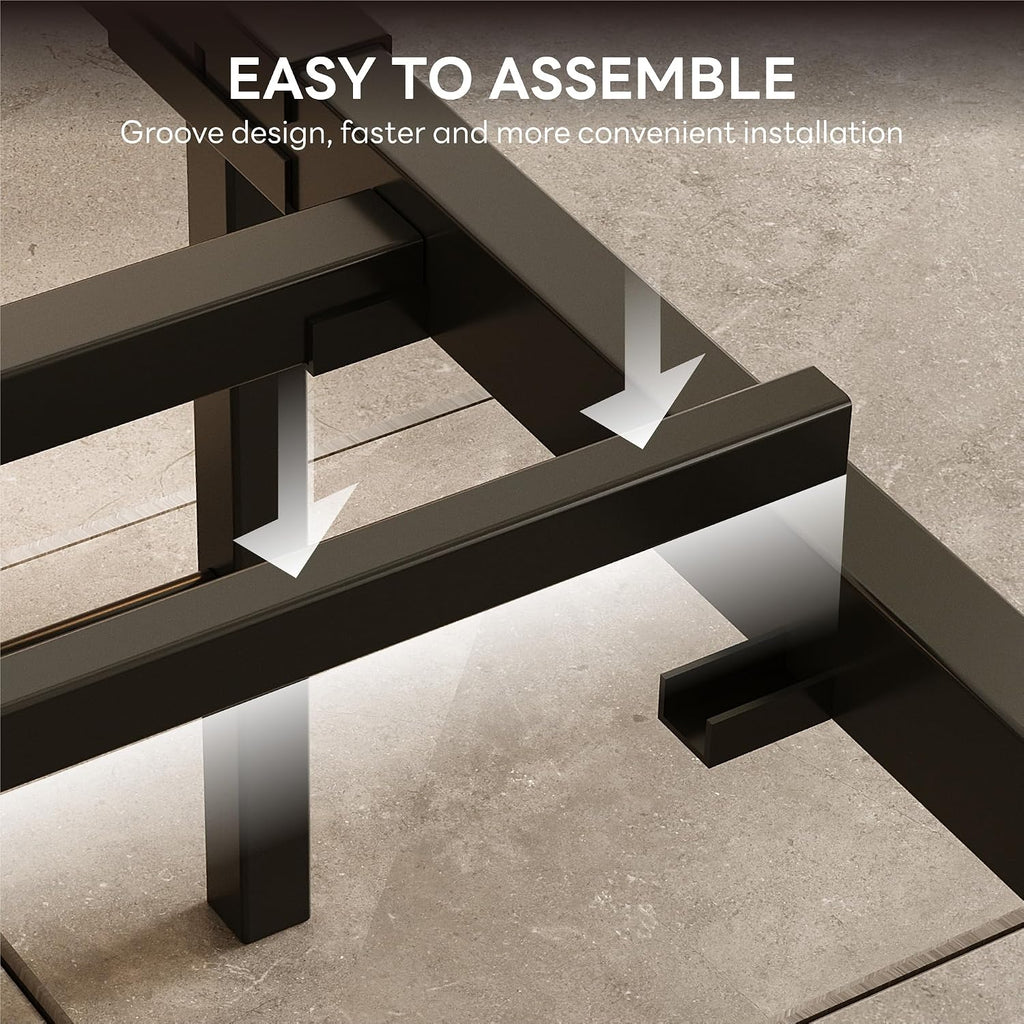 LIKIMIO California King Bed Frame with Headboard, Dark Wood Camas California King with Strong Supports, Sturdy, Noise-Free, No Box Spring Needed, Dark Brown