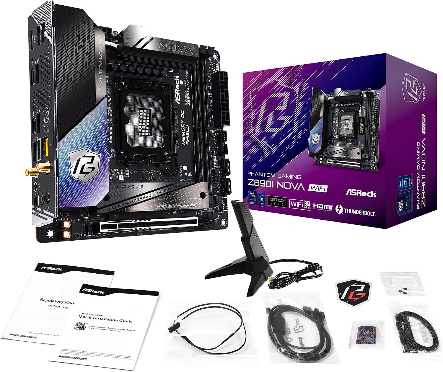 ASRock Intel Core Ultra Z890 LGA1851 RL-ILM Mini ITX Motherboard Phantom Gaming Z890i Nova WiFi 7 DDR5 9466 MHz 128 GB