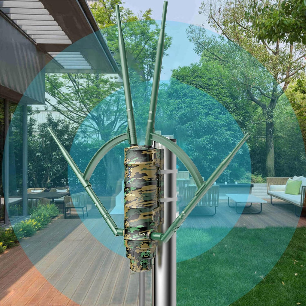 WAVLINK Outdoor WiFi Extender AC1200 Wireless Access Point with Active POE, High Power Dual Band 2.4G+5G Weatherproof Outdoor WiFi Repeater WiFi Range Extender,Mesh Extender 4x7dBi Omni Antennas