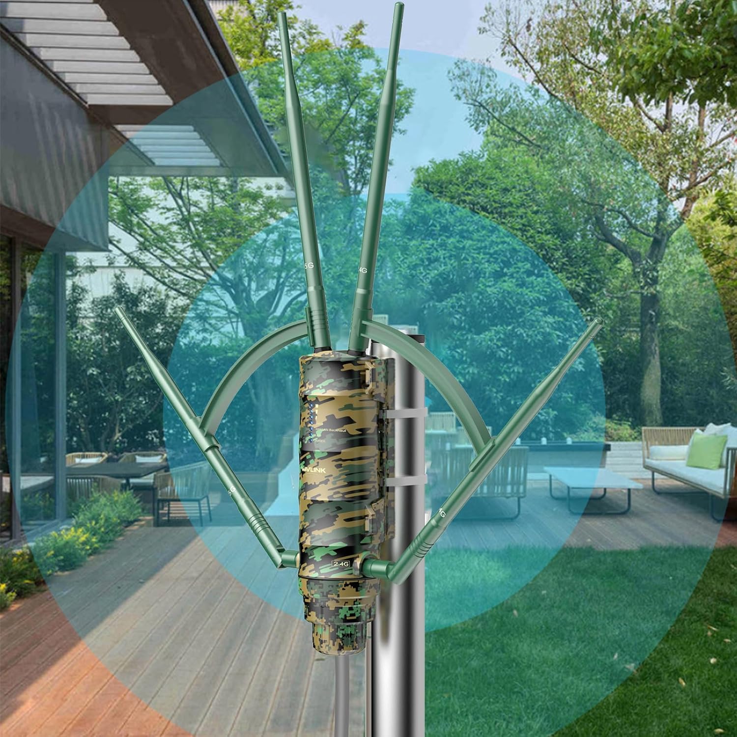 WAVLINK Outdoor WiFi Extender AC1200 Wireless Access Point with Active POE, High Power Dual Band 2.4G+5G Weatherproof Outdoor WiFi Repeater WiFi Range Extender,Mesh Extender 4x7dBi Omni Antennas