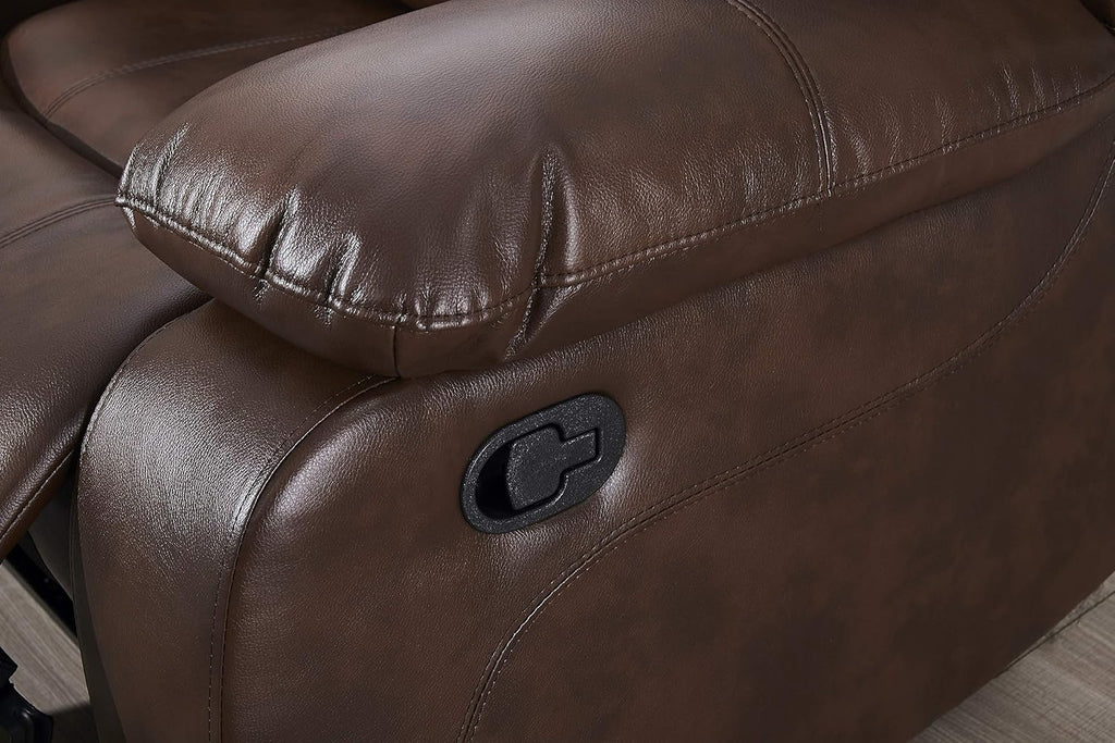 Betsy Furniture Faux Leather Reclining Loveseat with cupholder Console and Storage Space 8018 Multiple Colors (Brown, Loveseat)