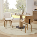 Zouron Swivel Dining Chair, Fabric Upholstered Dining Room Chair with Wood Legs, Mid Century Modern Accent Side Chair for Small Space Living Room Bedroom, Set of 2, Boucle Off White