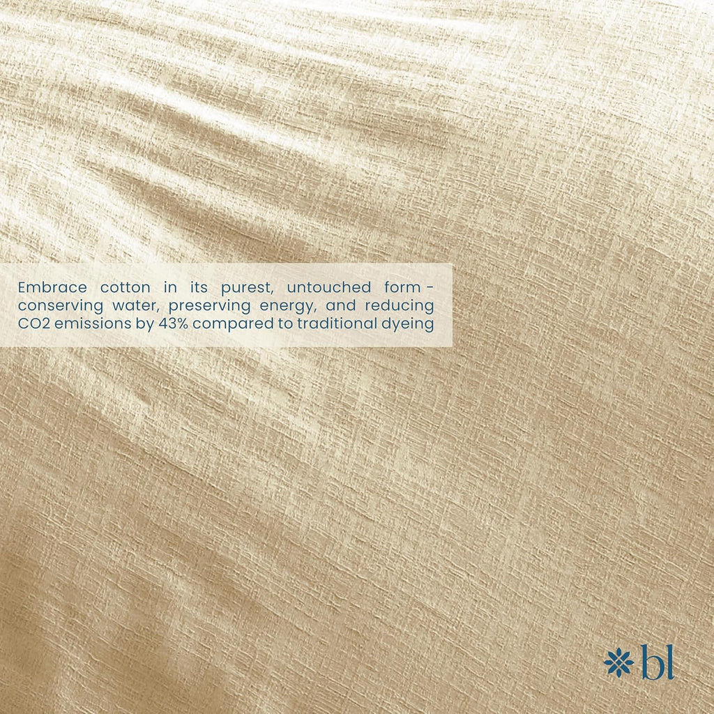 Blue Loom Duvet 100% Cotton Set, 3 Piece, Stone Washed Duvet Set Full/Queen Size 92' x 90' with 2 Matching Pillow Shams, Comforter Not Included, Vivie - Undyed Beige