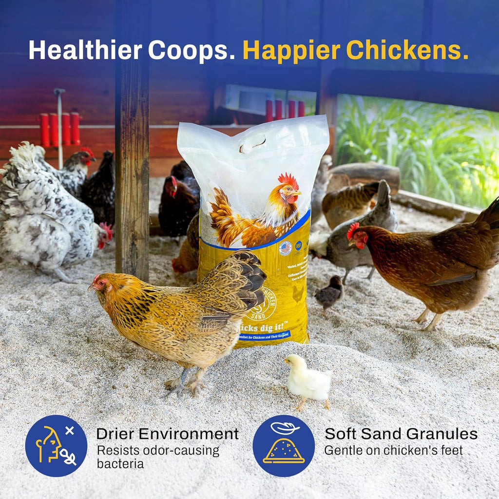 Premium Chicken Sand 50 lbs (4-Pack) – Dust-Free, Odor-Control Bedding for Chicken Coops, Nesting Boxes, and Runs – Natural Poultry Litter, 200 lbs Total