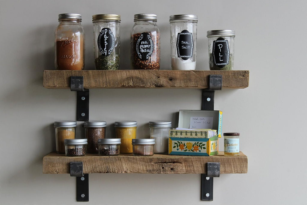 Urban Legacy Accent Shelves | Reclaimed Barn Plank | Set of 2 with Full Brackets (Natural 18'x 7'x 2')