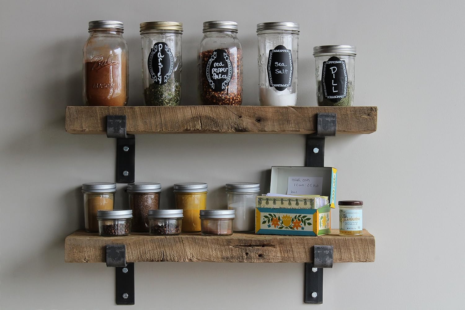 Urban Legacy Accent Shelves | Reclaimed Barn Plank | Set of 2 with Full Brackets (Natural 18'x 7'x 2')