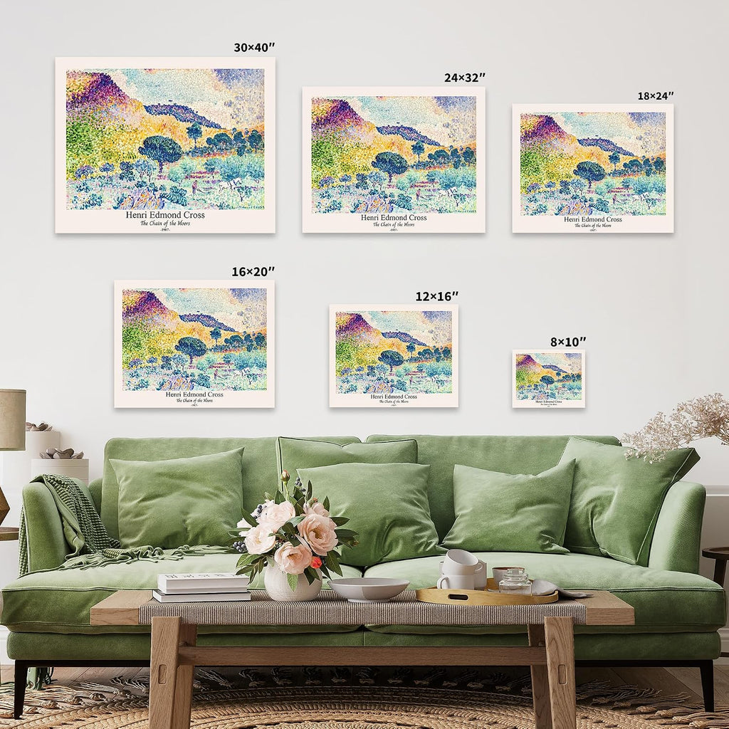Poster Master Vintage Henri Edmond Cross Canvas - Retro The Chain of the Moors Print - Abstract Art - Classic Impressionism Painting - Aesthetic Living Room Wall Decor - 24x32 STRETCHED Canvas