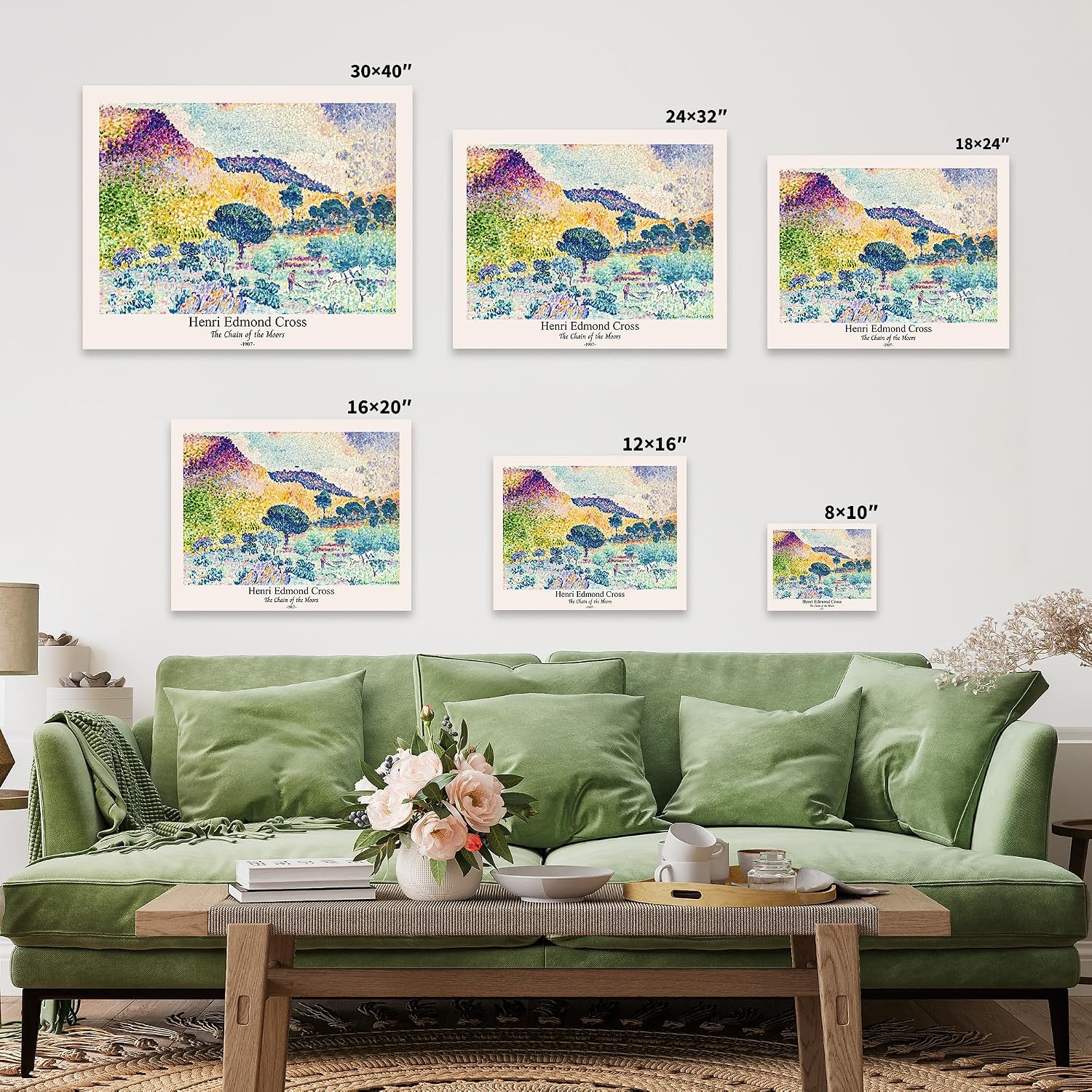 Poster Master Vintage Henri Edmond Cross Canvas - Retro The Chain of the Moors Print - Abstract Art - Classic Impressionism Painting - Aesthetic Living Room Wall Decor - 24x32 STRETCHED Canvas