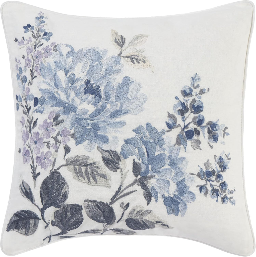 Laura Ashley Home - King Comforter Set, Reversible Cotton Bedding with Matching Shams, Stylish Home Decor for All Seasons (Chloe Blue, King)