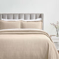 Superior 3 Piece Cotton Bedspread and Sham Set, Home Bed Decor, Decorative Bed Spread, 2 Pillow Shams, Medium Weight, Textured Matelasse Coverlet, Bedding Essentials, Zenith Collection, Full, Beige
