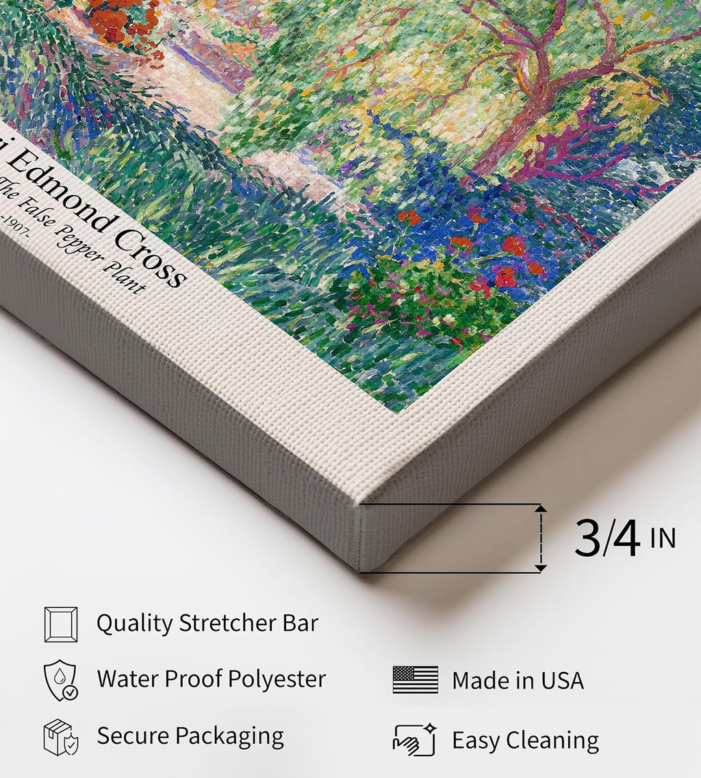 Poster Master Vintage Henri Edmond Cross Canvas - Retro Provence Print - False Pepper Plant Art - Classic Impressionism Painting - Abstract Art - Living Room Wall Decor - 24x32 STRETCHED Canvas