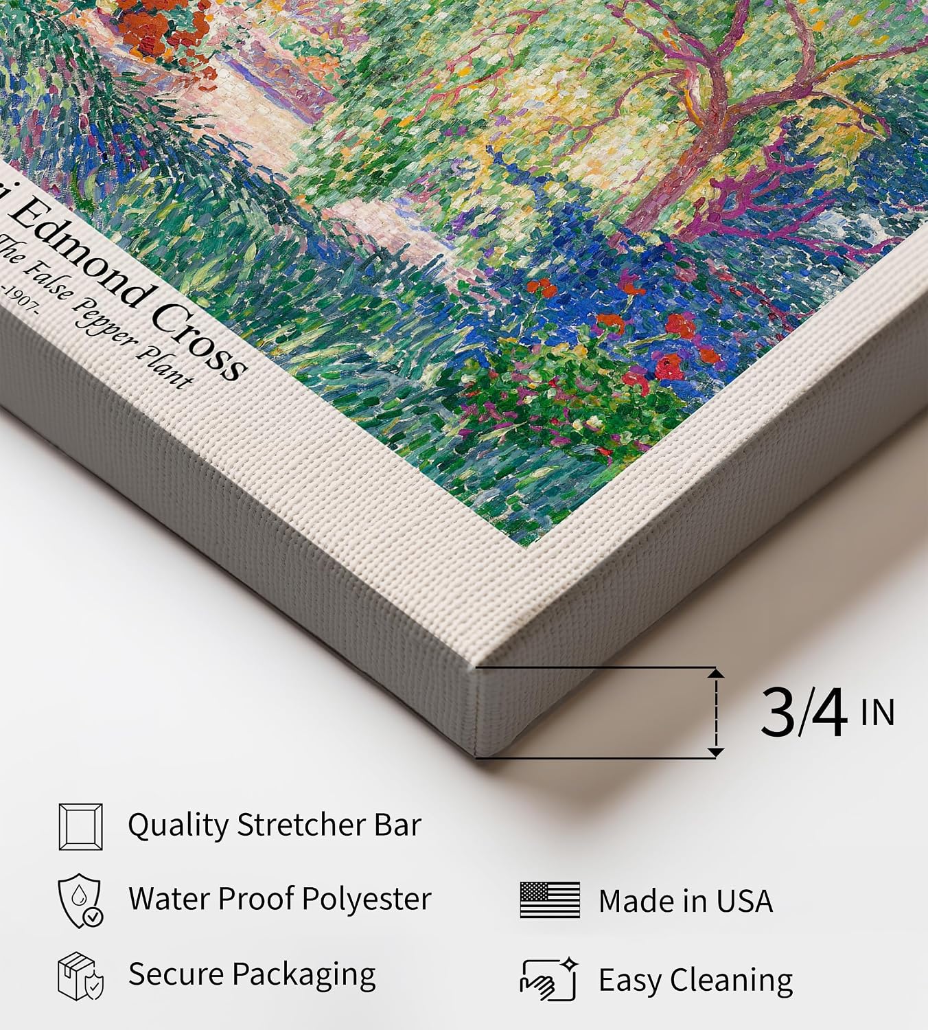 Poster Master Vintage Henri Edmond Cross Canvas - Retro Provence Print - False Pepper Plant Art - Classic Impressionism Painting - Abstract Art - Living Room Wall Decor - 24x32 STRETCHED Canvas