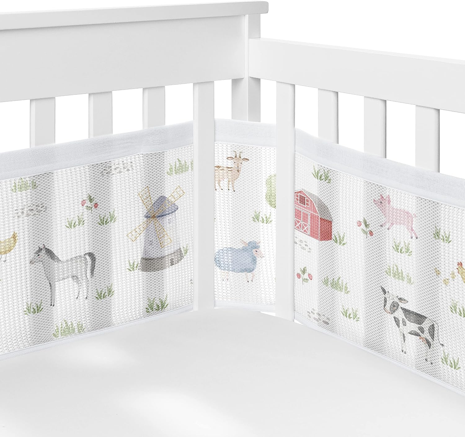 Sweet Jojo Designs Farm Animals Boy or Girl Baby Crib Bedding Set Infant Nursery BreathableBaby Breathable Mesh Crib Liner Blanket Sheet Skirt 6 PC Gender Neutral Farmhouse Barn Horse Cow Sheep Pig
