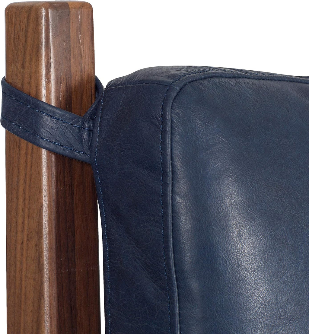 Poly & BARK Truro King Bed Headboard Cushion Set in Full-Grain Semi-Aniline Italian Tanned Leather in Midnight Blue