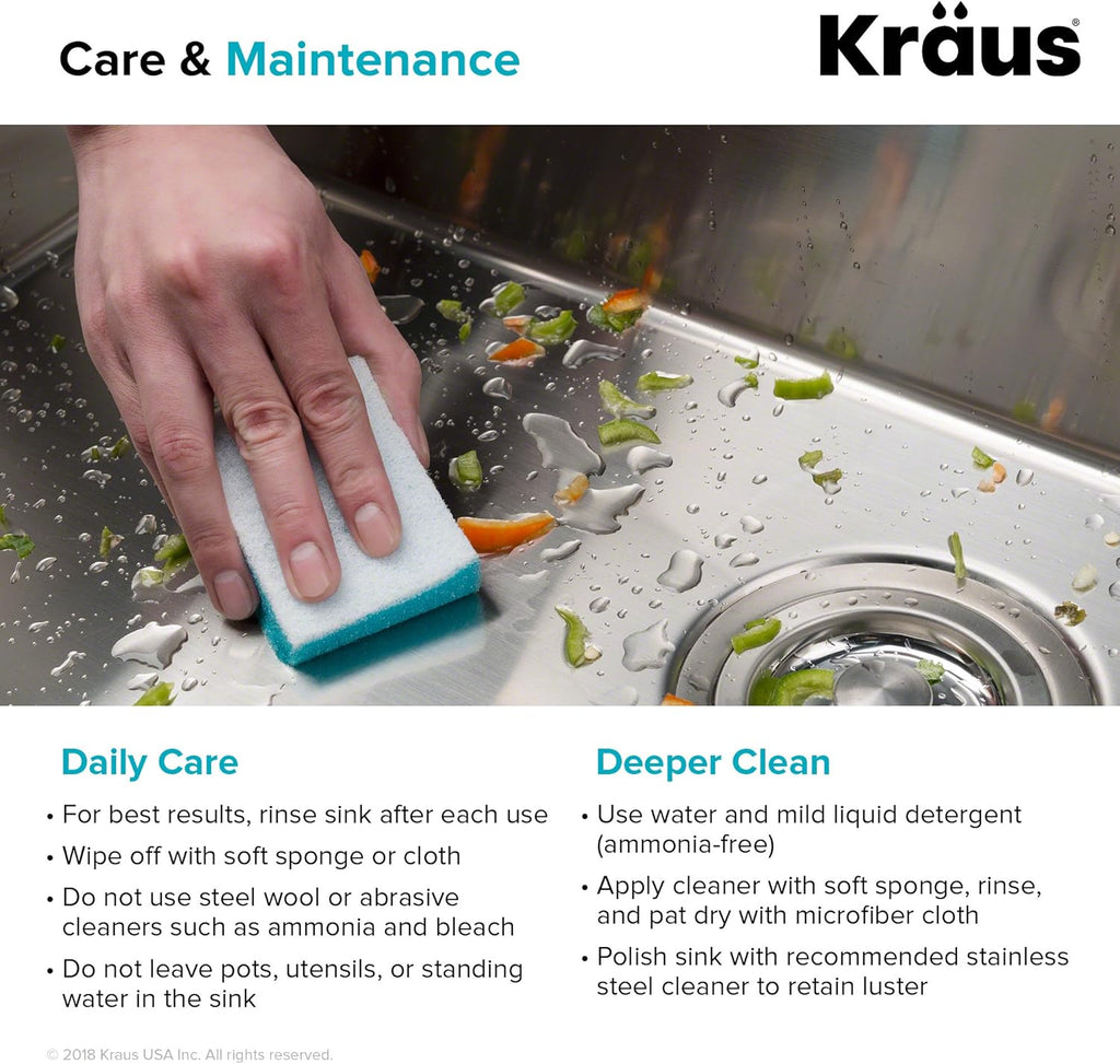 Kraus Kitchen Sinks Undermount - 33 Inch Stainless Steel Kitchen Sink, 60/40 Double Bowl, 16 Gauge, Model KHU103-33