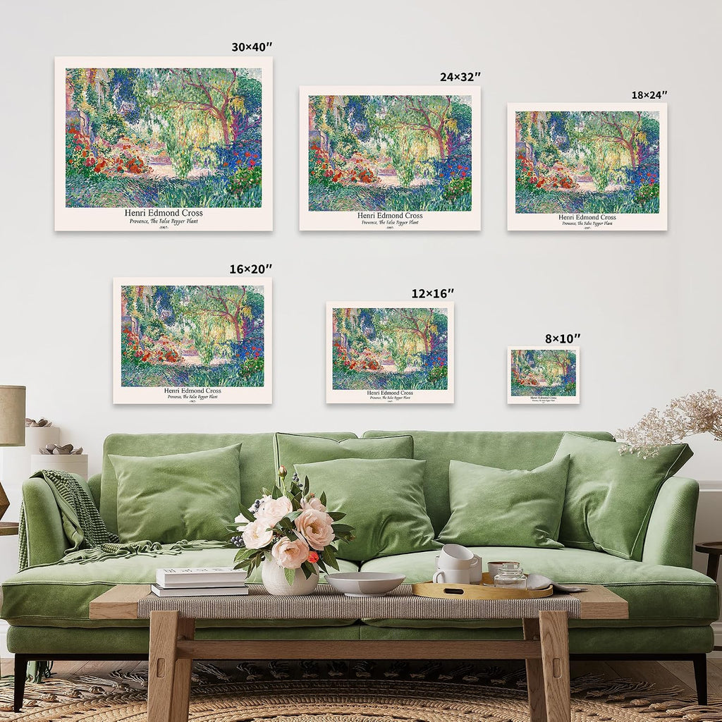 Poster Master Vintage Henri Edmond Cross Canvas - Retro Provence Print - False Pepper Plant Art - Classic Impressionism Painting - Abstract Art - Living Room Wall Decor - 24x32 STRETCHED Canvas