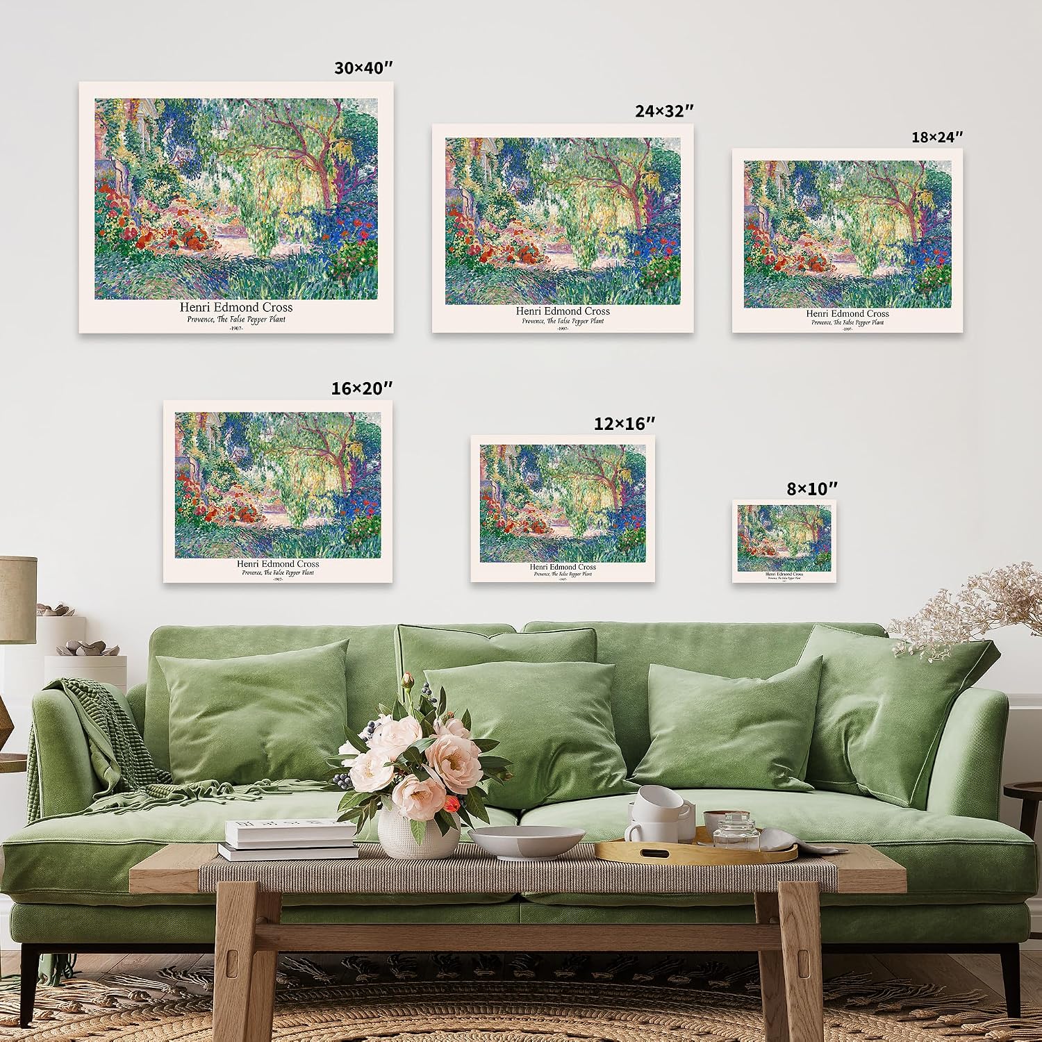 Poster Master Vintage Henri Edmond Cross Canvas - Retro Provence Print - False Pepper Plant Art - Classic Impressionism Painting - Abstract Art - Living Room Wall Decor - 24x32 STRETCHED Canvas