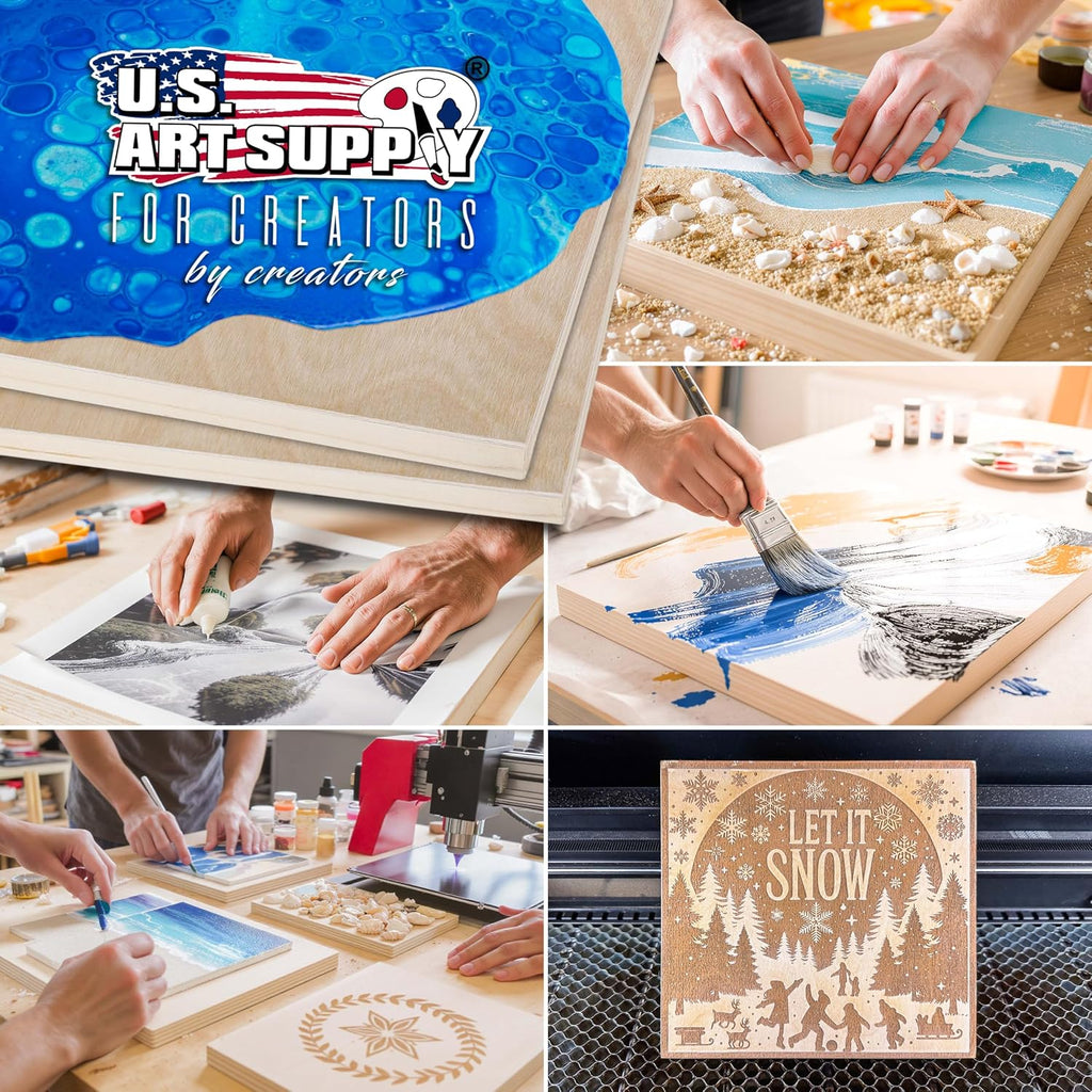 U.S. Art Supply 48' x 48' Unfinished Cradled Wood Panels for Painting, Gallery 1-1/2' Deep (2 Pack) - Artist Depth Wooden Wall Canvases - Mixed-Media Craft, Acrylic, Oil, Encaustic, Paint Pouring