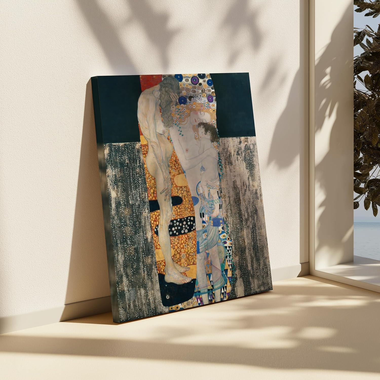 Poster Master Vintage Gustav Klimt Canvas - Retro The Three Ages of Woman Print - Fine Art - Classic Symbolism Painting - Art Nouveau Bedroom or Living Room Wall Decor - 24x32 STRETCHED Canvas