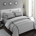 Casabolaj Equilibrio 3 Pieces Casual Duvet Cover Set-100% Egyptian Cotton Sateen 400 Thread Count-Modern Minimalist Bedding Sets Cross Patchwork Manufacturing-Silver/Grey Color (California King)