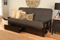 Kodiak Furniture Monterey Futon Set with Storage Drawers, with Espresso Base and Linen Charcoal Mattress