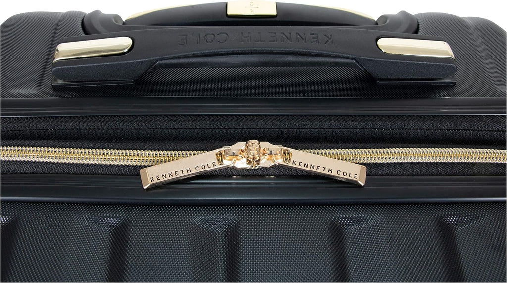 Kenneth Cole REACTION Madison Square Lightweight Hardside Chevron Expandable Spinner Luggage, Black, 2-Piece (20' Carry On + Backpack)