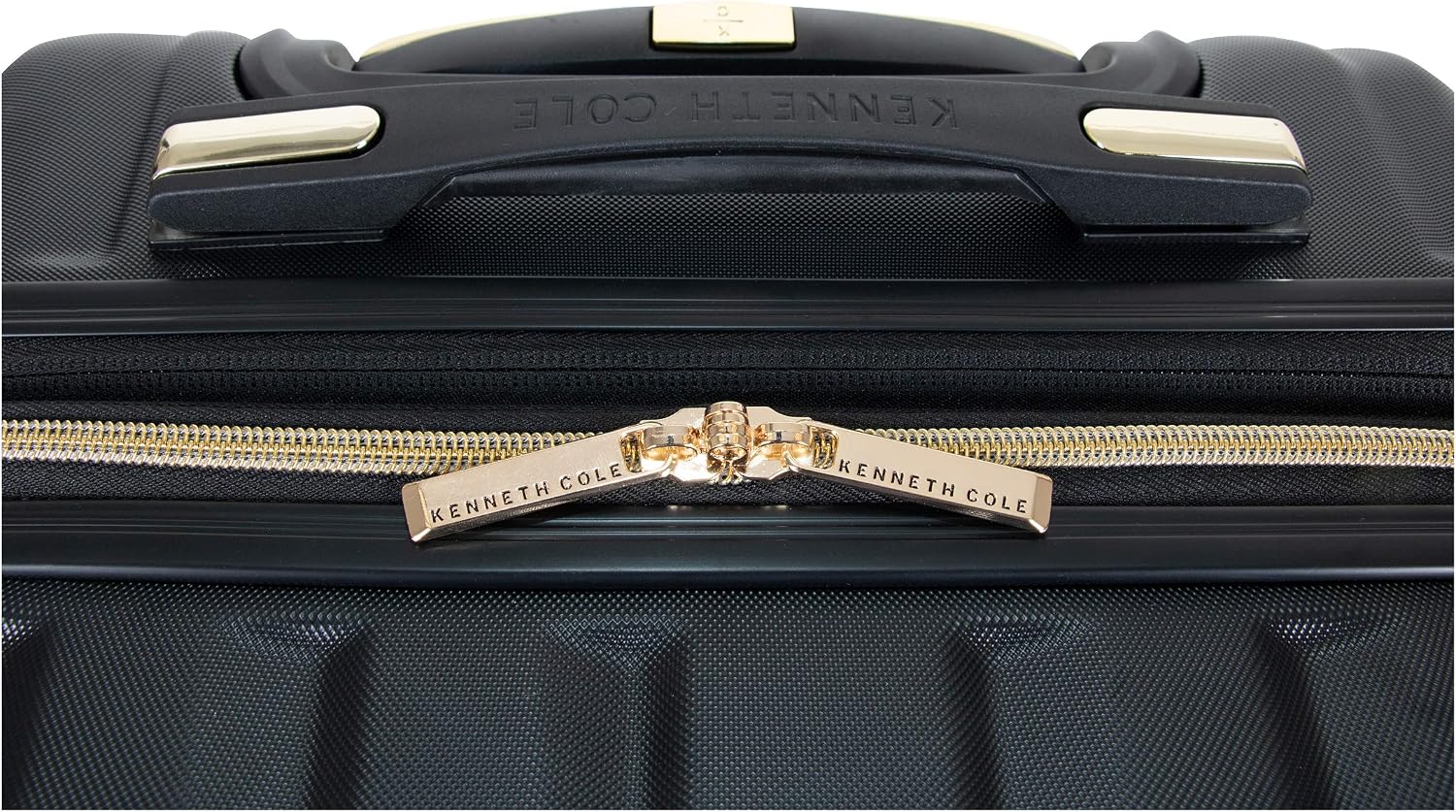 Kenneth Cole REACTION Madison Square Lightweight Hardside Chevron Expandable Spinner Luggage, Black, 2-Piece (20' Carry On + Backpack)