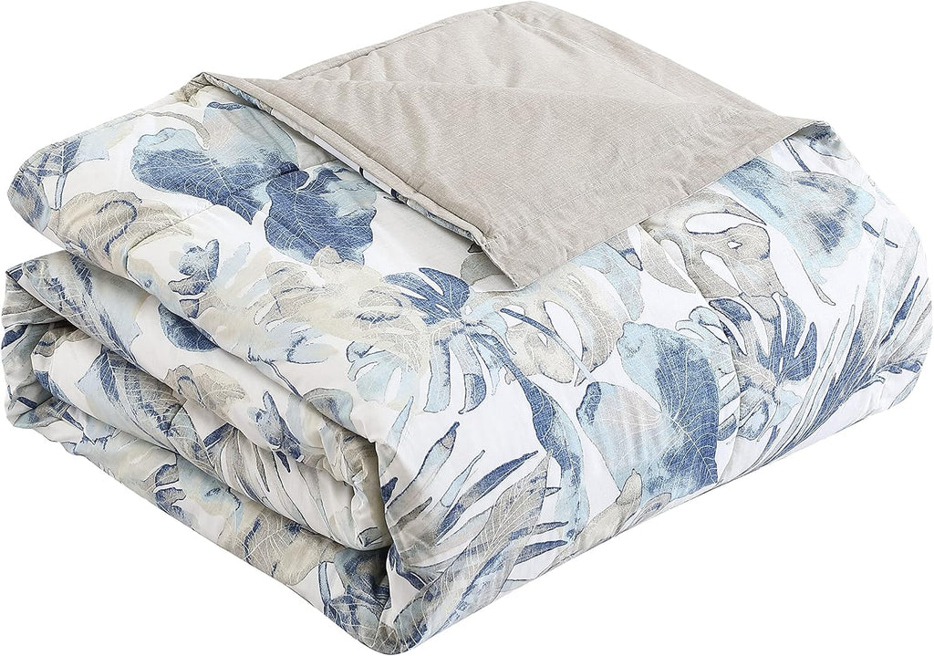 Tommy Bahama - Queen Comforter Set, Cotton Reversible Bedding with Matching Shams & Bedskirt, Super Soft Bedding Set (Raw Coast Blue, Queen)