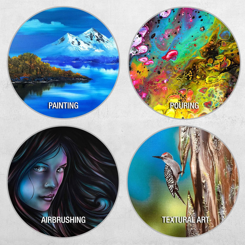 U.S. Art Supply 36 inch Diameter Round Gallery Depth 1-1/2' Profile Stretched Canvas 2-Pack - Acrylic Gesso Triple Primed 12-Ounce 100% Cotton Acid-Free Back Stapled Pouring Art