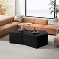 Irregular Nesting Coffee Table Set of 2, Modern Pentagon Side Table Set, 2 Piece Nesting End Table Accent Tables Coffee Table for Living Room Bedroom Apartment - Black
