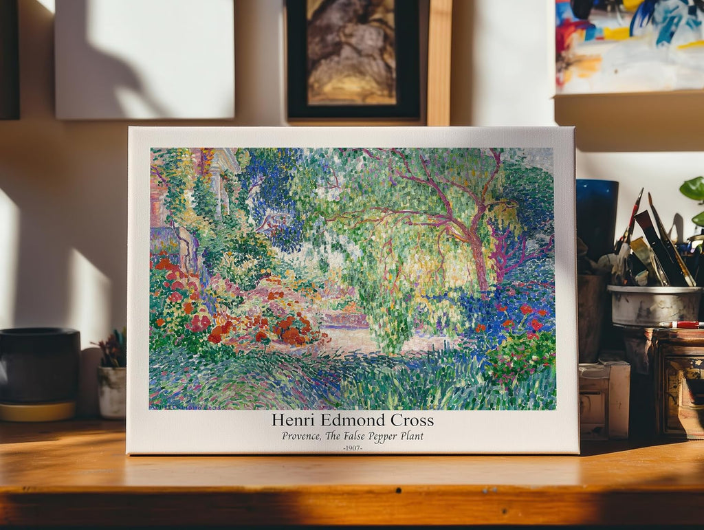Poster Master Vintage Henri Edmond Cross Canvas - Retro Provence Print - False Pepper Plant Art - Classic Impressionism Painting - Abstract Art - Living Room Wall Decor - 24x32 STRETCHED Canvas