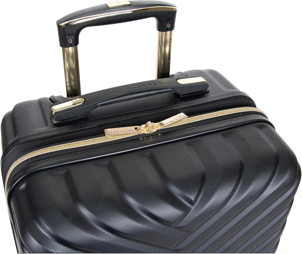 Kenneth Cole REACTION Madison Square Lightweight Hardside Chevron Expandable Spinner Luggage, Black, 2-Piece (20' Carry On + Backpack)