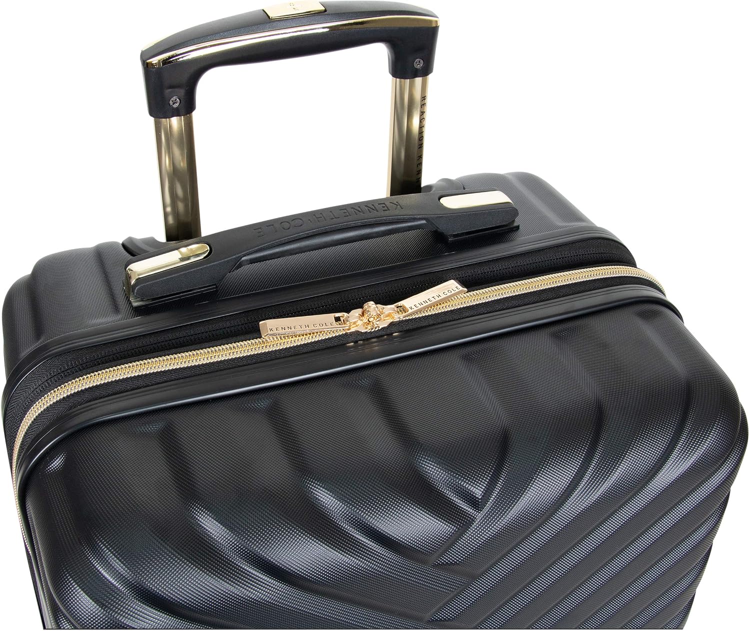 Kenneth Cole REACTION Madison Square Lightweight Hardside Chevron Expandable Spinner Luggage, Black, 2-Piece (20' Carry On + Backpack)