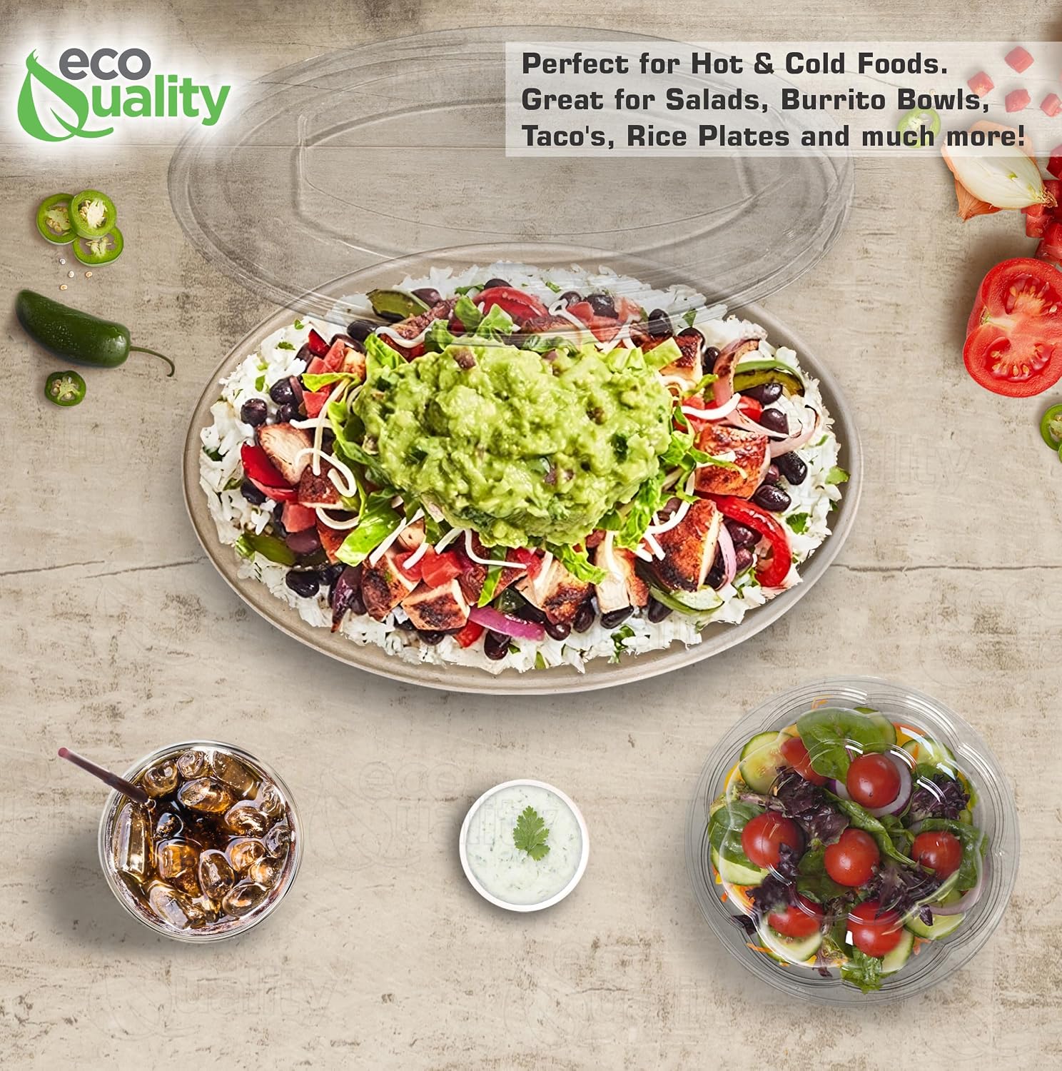 32 oz Disposable Compostable Fiber Oval Burrito Bowls with Dome Lids Heavy-Duty, Eco-Friendly Natural Bagasse Unbleached, Heat Resistant, Biodegradable Paper Salad Bowls Alternative to Plastic (500)