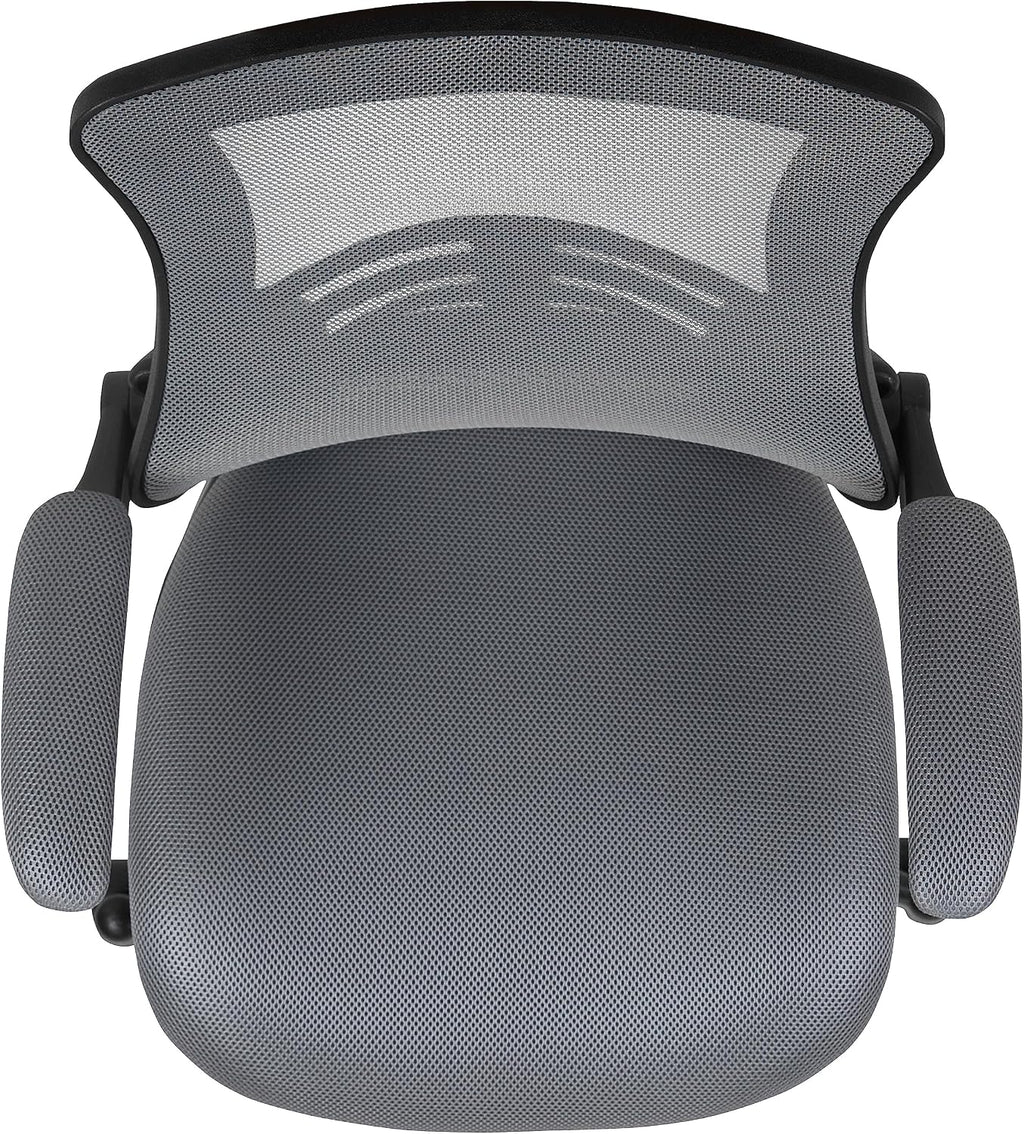 Flash Furniture Kelista Mid-Back Swivel Office Chair with Adjustable Seat Height, Ergonomic Mesh Desk Chair with Flip-Up Armrests, Dark Gray
