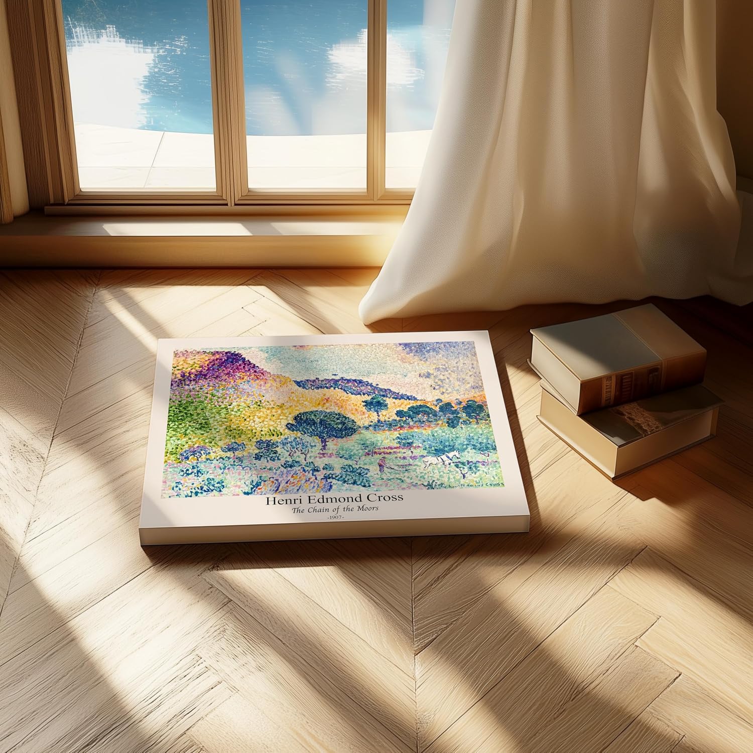 Poster Master Vintage Henri Edmond Cross Canvas - Retro The Chain of the Moors Print - Abstract Art - Classic Impressionism Painting - Aesthetic Living Room Wall Decor - 24x32 STRETCHED Canvas