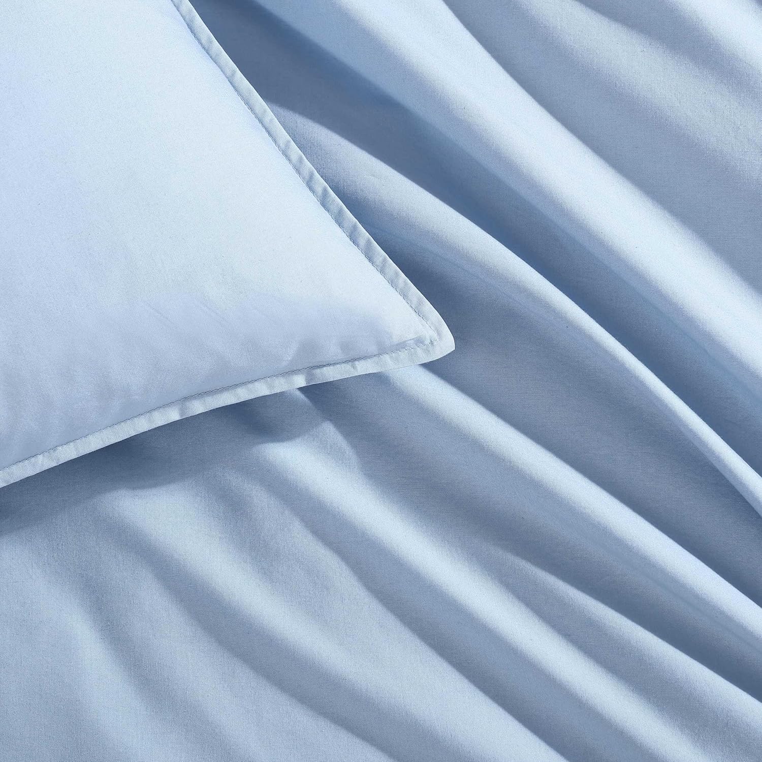 Calvin Klein - King Duvet Cover Set, Relaxed Garment Washed Cotton Percale Bedding with Shams, Button & Corner Tie Closure, Oeko-Tex Certified (Modern Cotton Washed Percale Blue)