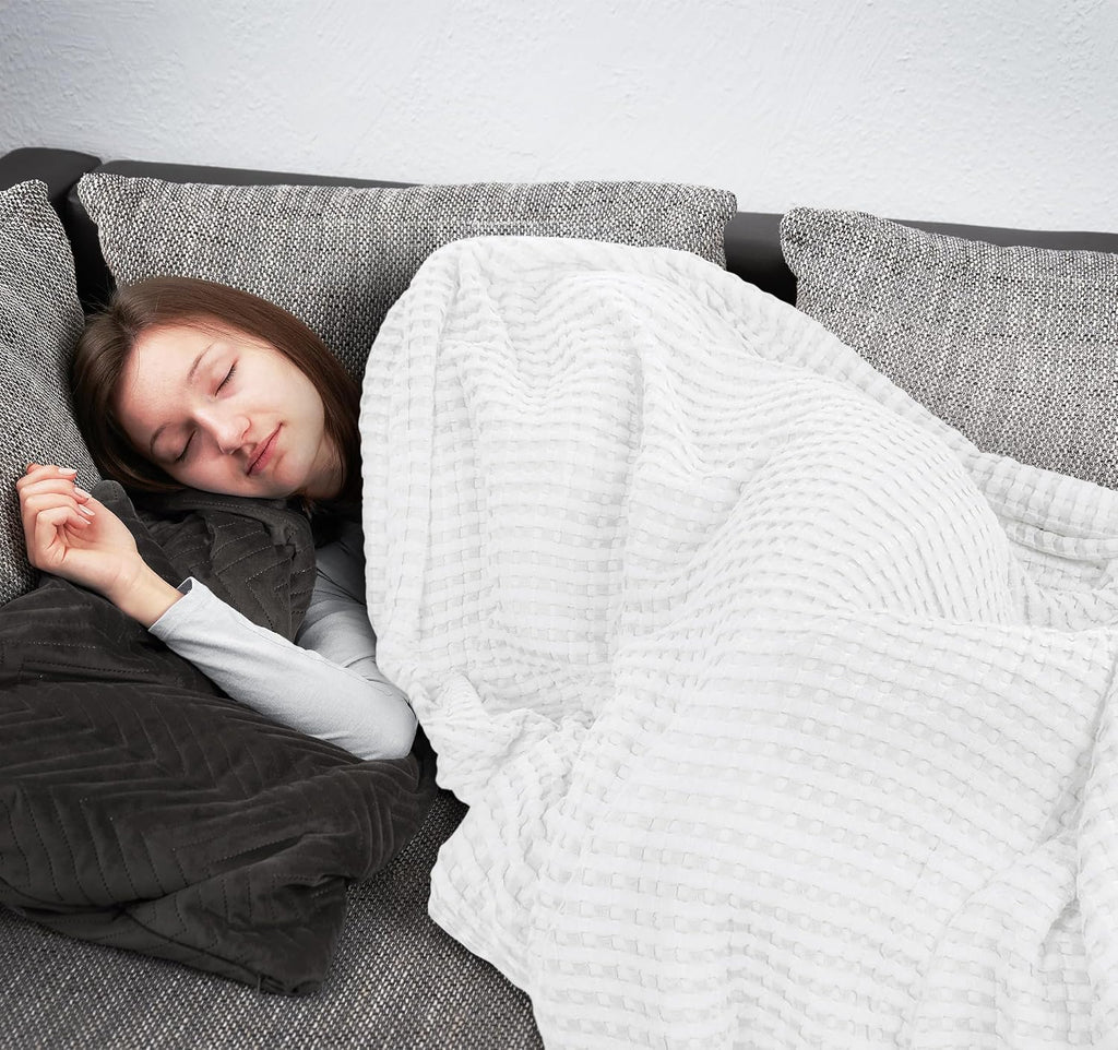 Utopia Bedding White 100% Cotton Waffle Blanket 300 GSM [Queen - 90x90 Inch] Soft Lightweight Breathable Bed Blanket for All Season (Pack of 8)