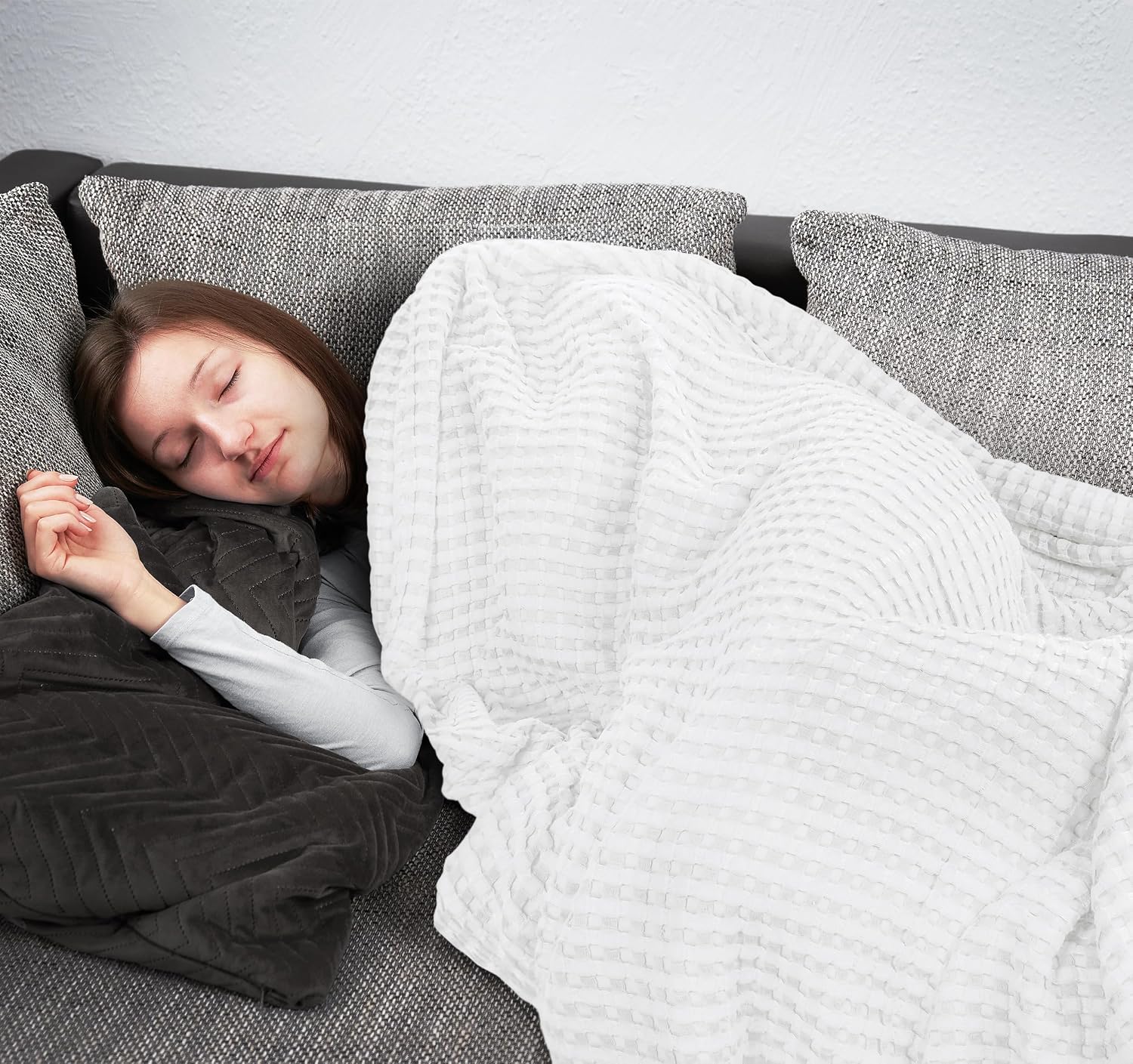 Utopia Bedding White 100% Cotton Waffle Blanket 300 GSM [Queen - 90x90 Inch] Soft Lightweight Breathable Bed Blanket for All Season (Pack of 8)