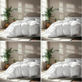 Serta Goose Feather Down Fiber Cotton Comforter Queen Size - 100% Cotton Duvet Insert - Hotel Luxury Hypoallergenic Bedding Comforter All Season Medium Warmth 90 x 90 Inch White,(Pack of 4)