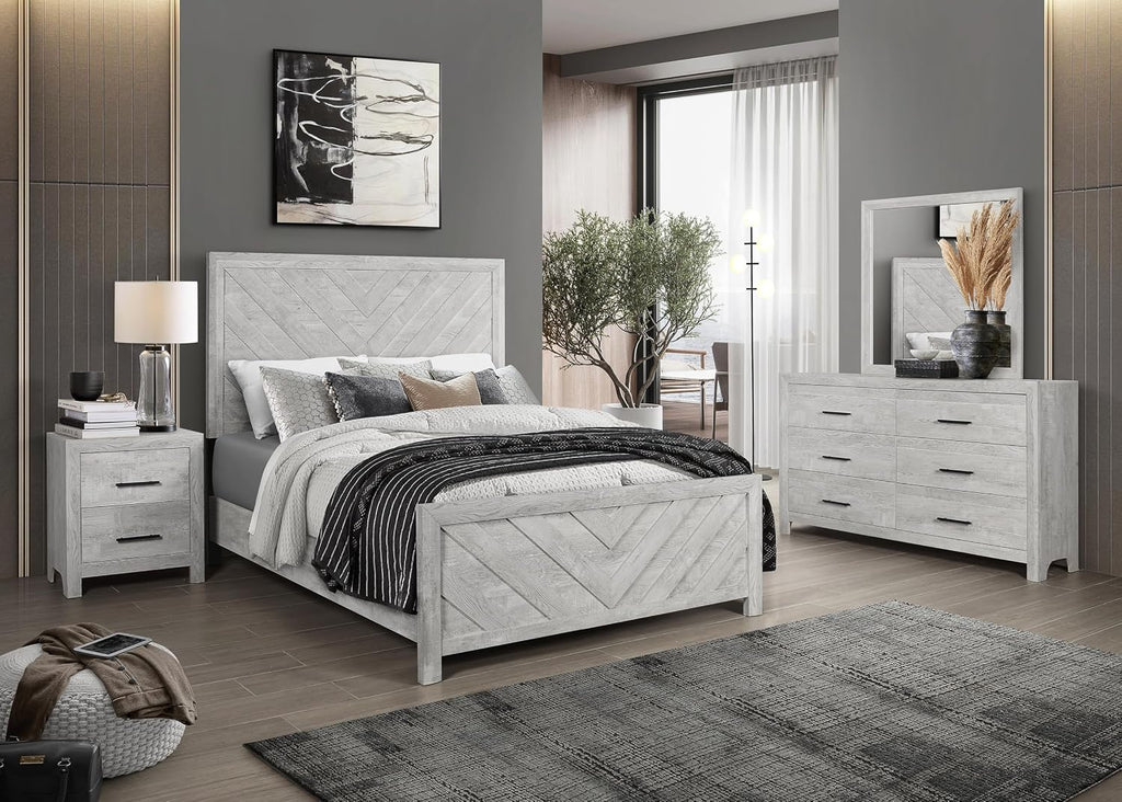 Full 4PC Storage Bedroom Set Made with Wood in Natural