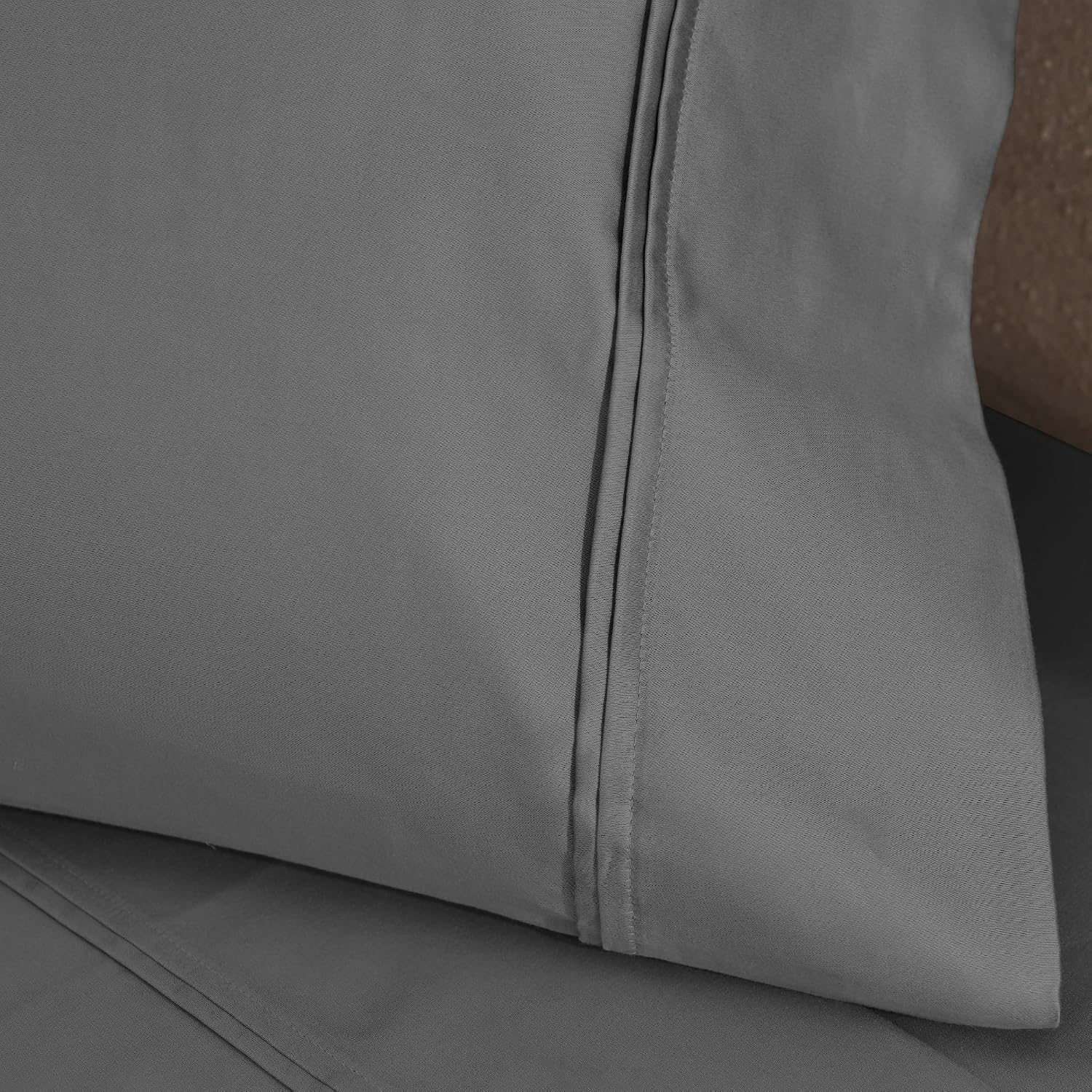 Superior 1200 Thread Count Egyptian Cotton Sheet Set, Bedroom Sheets, Modern Home Essentials, Luxury Bedding, 1 Elastic Deep Pocket Fitted Bed Sheet, 1 Flat Sheet, 2 Pillowcases, Queen, Charcoal
