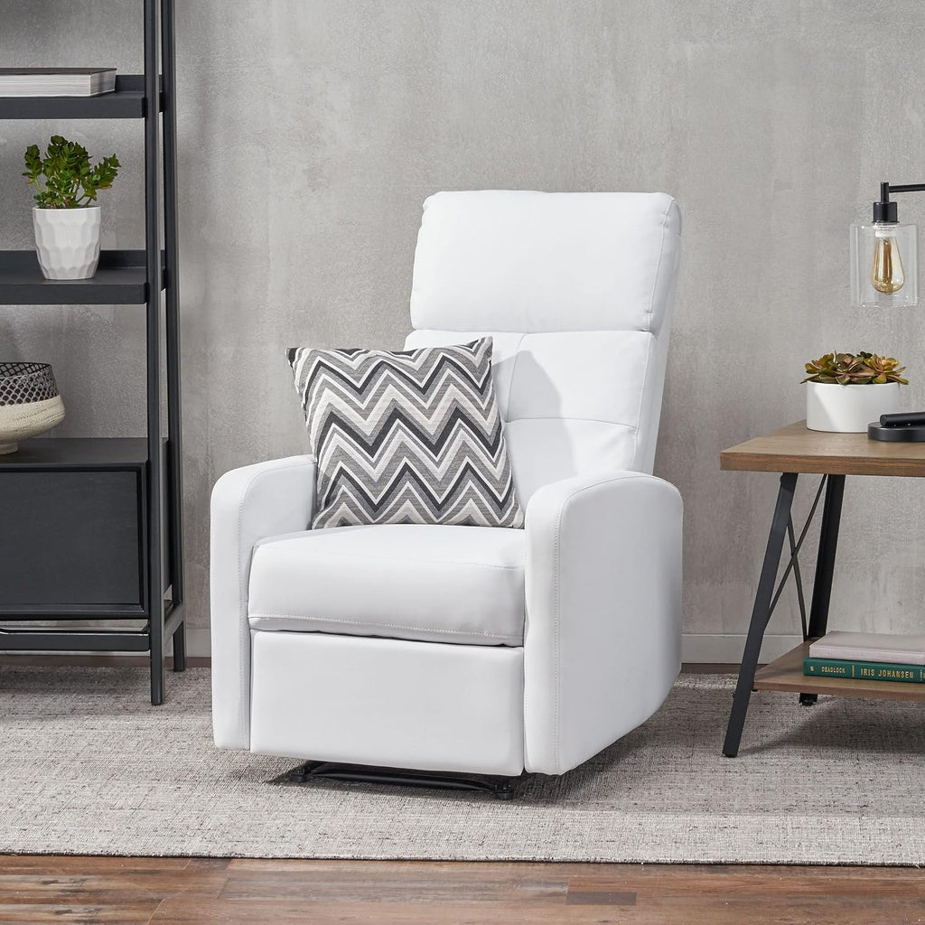 Christopher Knight Home Samedi PU Recliner, White 26.25D x 37.25W x 40H in