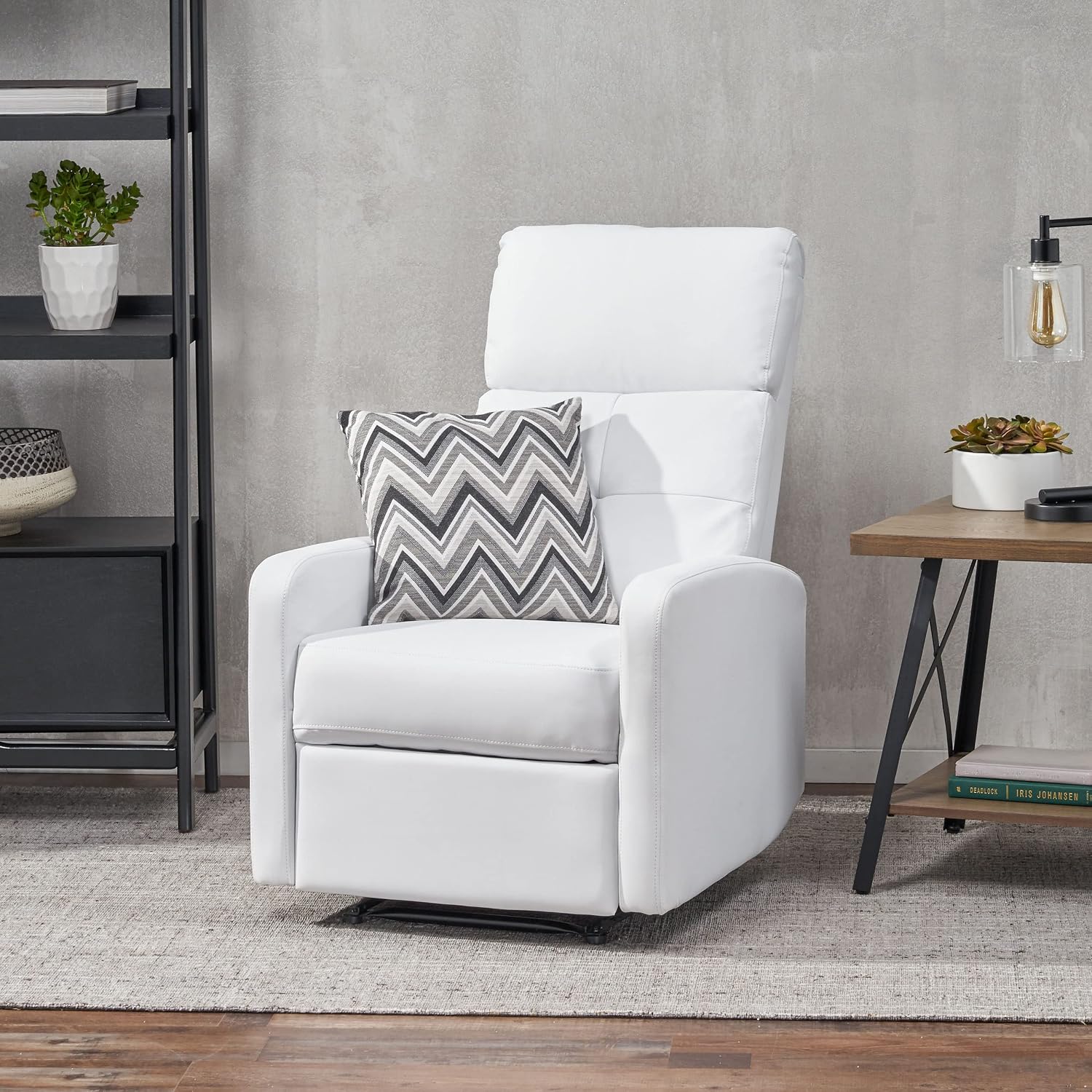 Christopher Knight Home Samedi PU Recliner, White 26.25D x 37.25W x 40H in